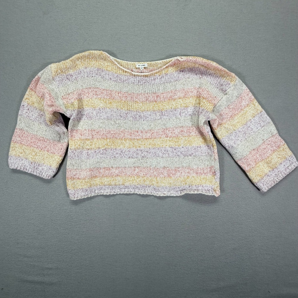 En Creme Striped Sweater Womens Small Multi Excellent Pastel Knit